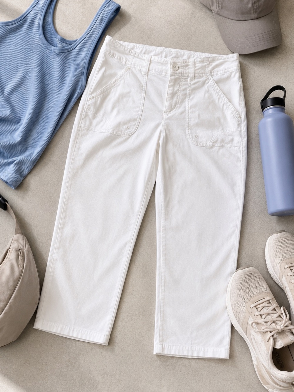 Columbia PFG Cropped Pants Women 6 White Fishing Hiking Outdoor Athleisure Golf